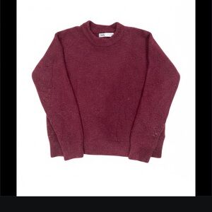 Zara Burgundy Crew Neck Sweater